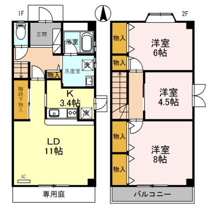 ルミエール龍野 B棟の間取り