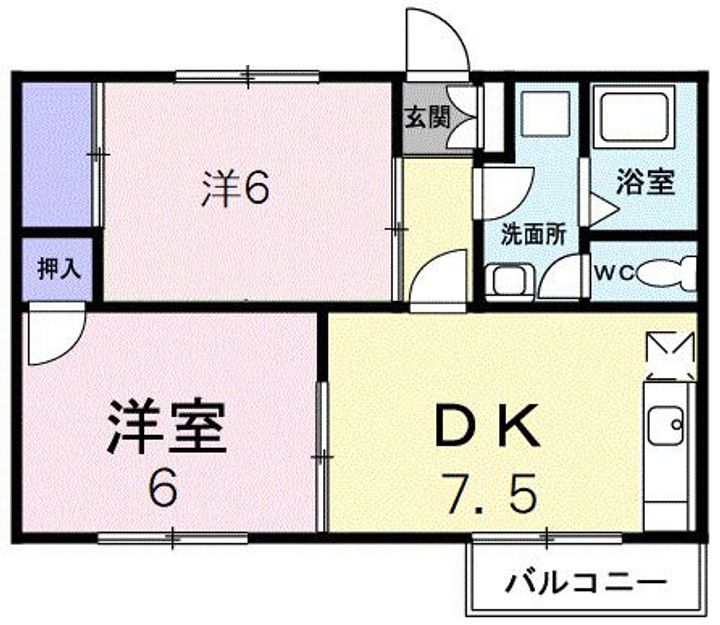 栃木県佐野市奈良渕町(アパート)の賃貸物件の間取り
