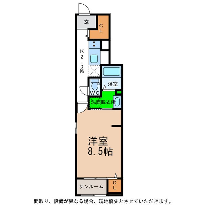 徳島県阿南市羽ノ浦町中庄神木(アパート)の賃貸物件の間取り