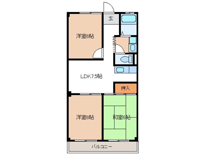 岐阜県各務原市那加雲雀町(マンション)の賃貸物件の間取り