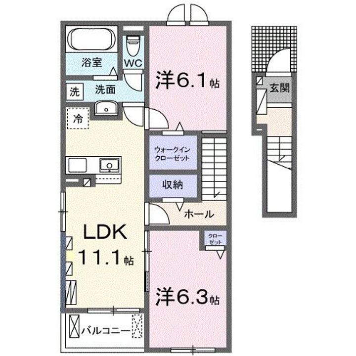 群馬県高崎市棟高町(アパート)の賃貸物件の間取り