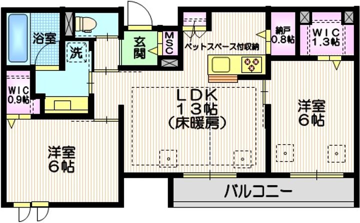 東京都大田区北糀谷2(マンション)の賃貸物件の間取り