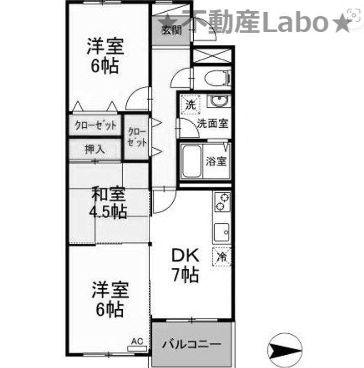 徳島県板野郡松茂町住吉字住吉開拓(アパート)の賃貸物件の間取り