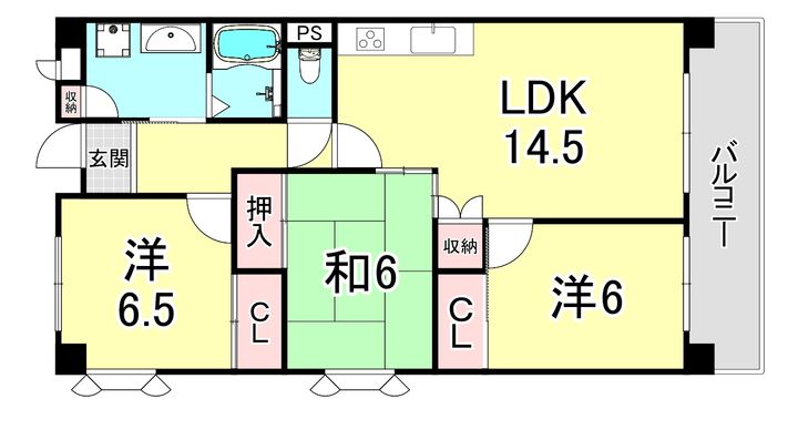 兵庫県神戸市垂水区霞ケ丘6(マンション)の賃貸物件の間取り