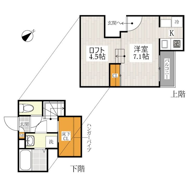 熊本県熊本市東区保田窪4(アパート)の賃貸物件の間取り