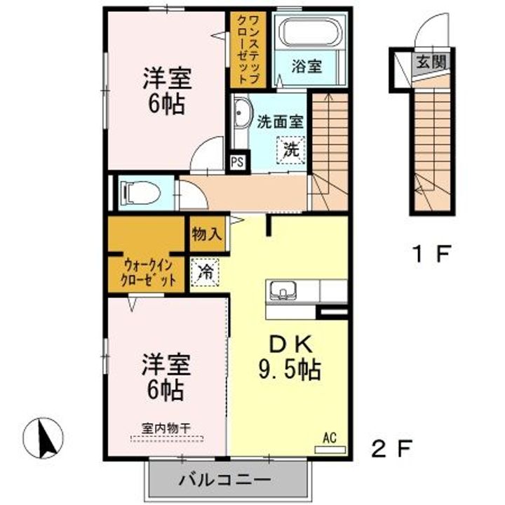 福島県いわき市平下神谷字本内(アパート)の賃貸物件の間取り