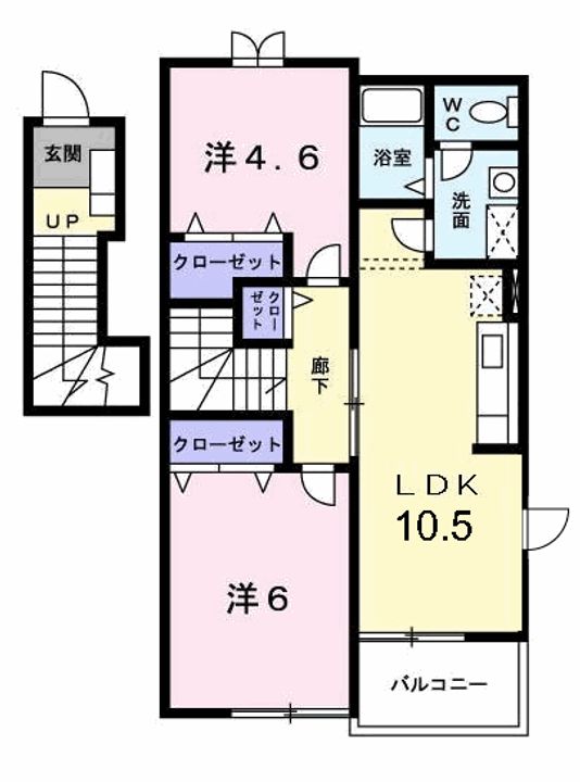 茨城県ひたちなか市大字堀口(アパート)の賃貸物件の間取り