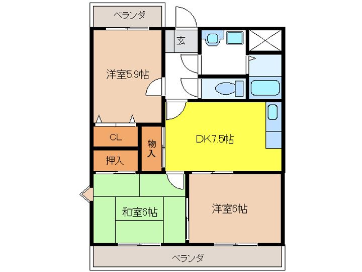 岐阜県関市相生町(アパート)の賃貸物件の間取り