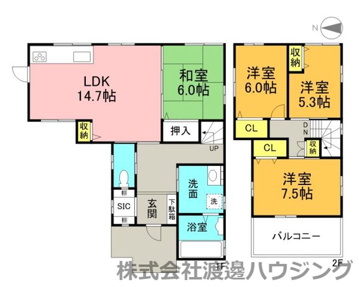 大阪府高槻市宮田町2(一戸建)の賃貸物件の間取り