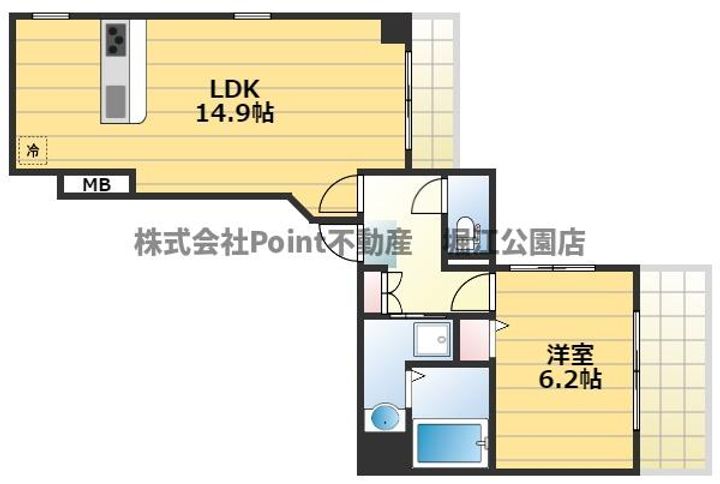 大阪府大阪市北区同心2(マンション)の賃貸物件の間取り
