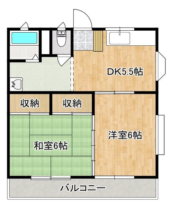 マリアージュ 平中神谷 2DK物件の間取り