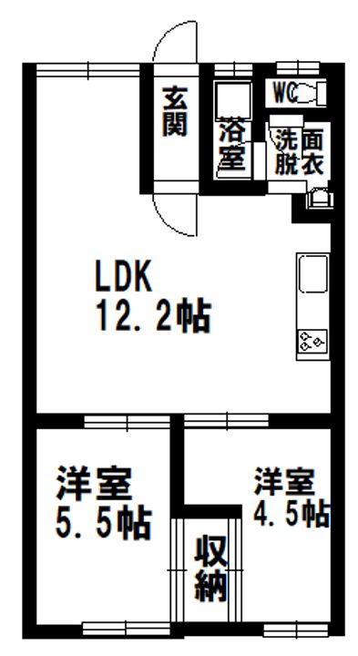 北海道根室市宝林町2丁目111-3 ツインオレンジIの間取り