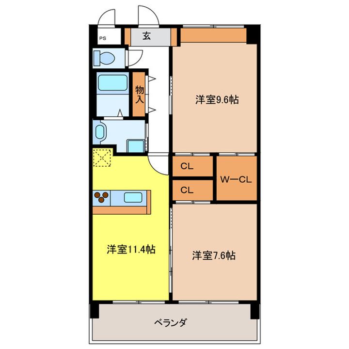 岐阜県岐阜市寿町4(マンション)の賃貸物件の間取り