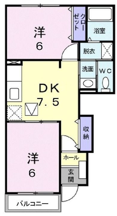 滋賀県愛知郡愛荘町長野(アパート)の賃貸物件の間取り