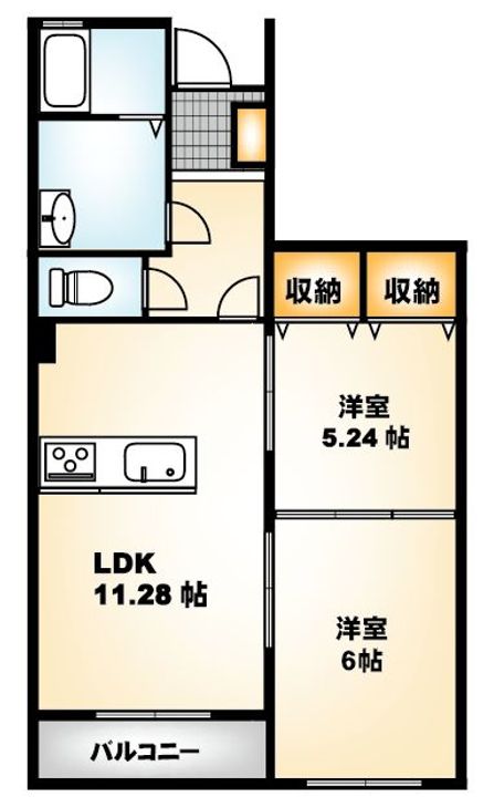 福島県郡山市大槻町字原田(アパート)の賃貸物件の間取り