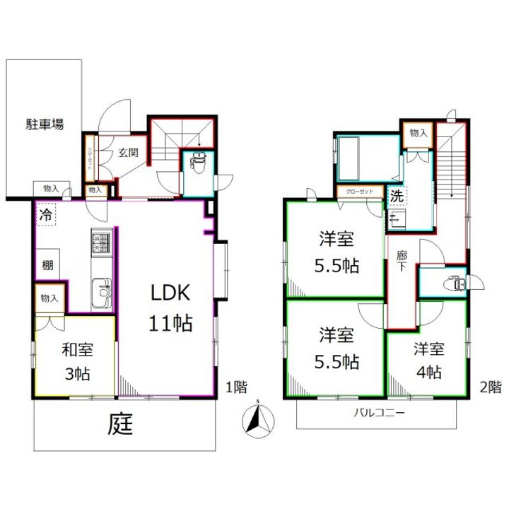 東京都小金井市東町2(一戸建)の賃貸物件の間取り