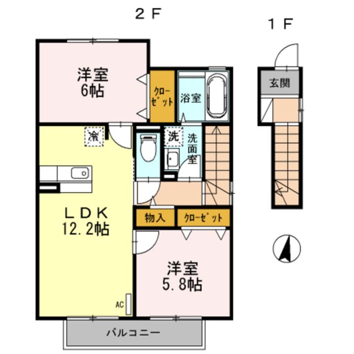 神奈川県伊勢原市白根(アパート)の賃貸物件の間取り