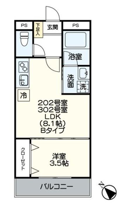 福岡県福岡市東区筥松1(アパート)の賃貸物件の間取り