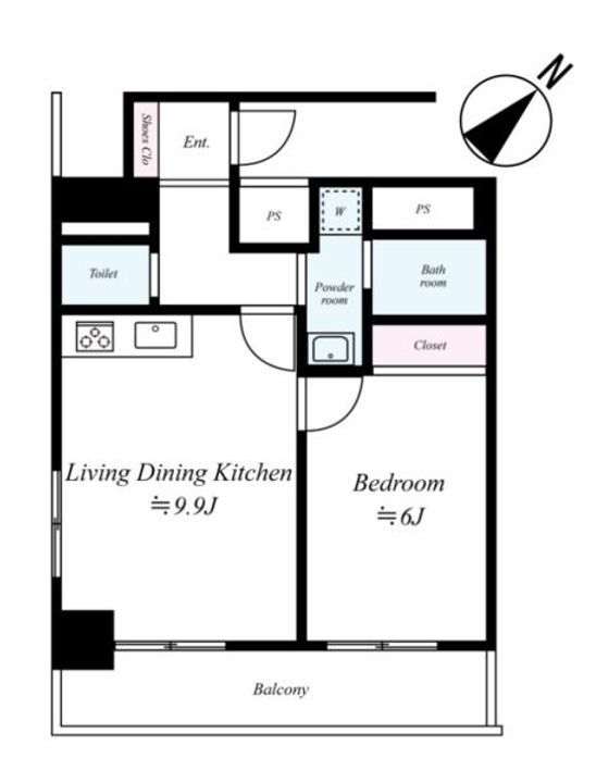 スカイコート日本橋浜町第2の間取り