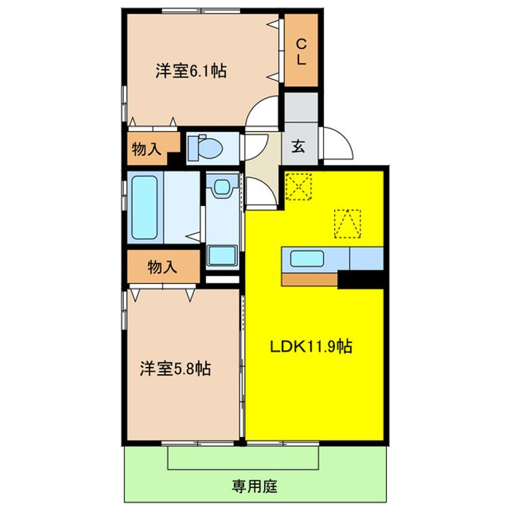 岐阜県大垣市小野2(アパート)の賃貸物件の間取り