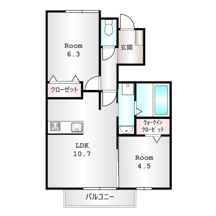 群馬県高崎市東貝沢町2(アパート)の賃貸物件の間取り