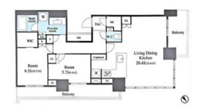 東京都港区海岸1(マンション)の賃貸物件の間取り