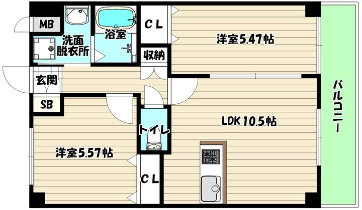 大阪府大阪市淀川区東三国6(マンション)の賃貸物件の間取り