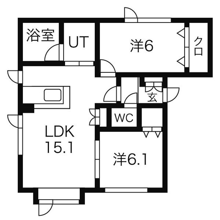 北海道札幌市北区新琴似八条11(アパート)の賃貸物件の間取り