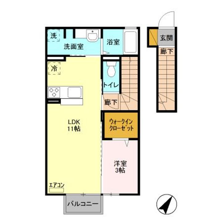 栃木県宇都宮市ゆいの杜7(アパート)の賃貸物件の間取り