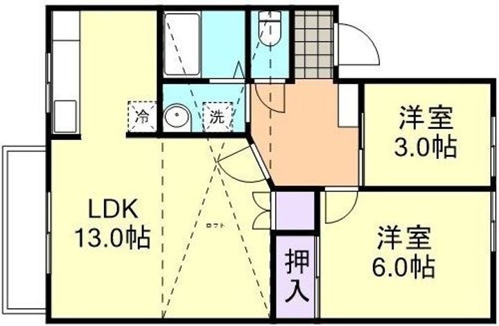 岡山県倉敷市宮前(アパート)の賃貸物件の間取り