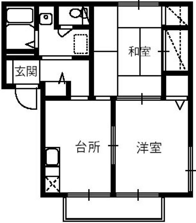 西中央ハイツII Dの間取り