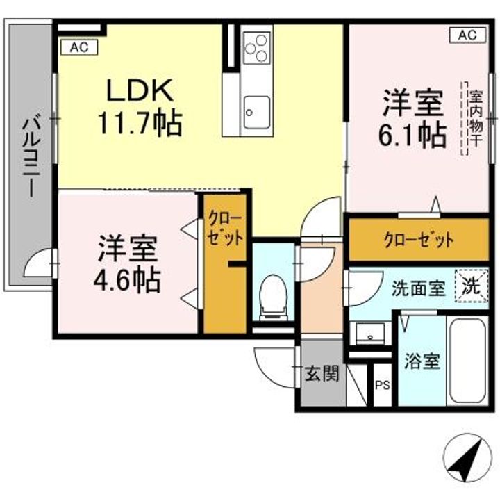 広島県福山市多治米町3(アパート)の賃貸物件の間取り