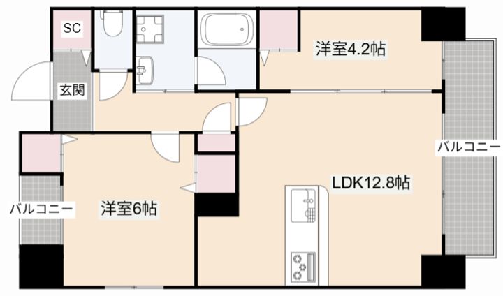 大阪府高槻市芥川町1(マンション)の賃貸物件の間取り