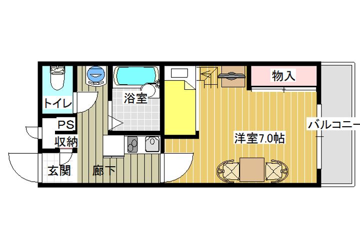 大阪府南河内郡河南町大字一須賀(アパート)の賃貸物件の間取り