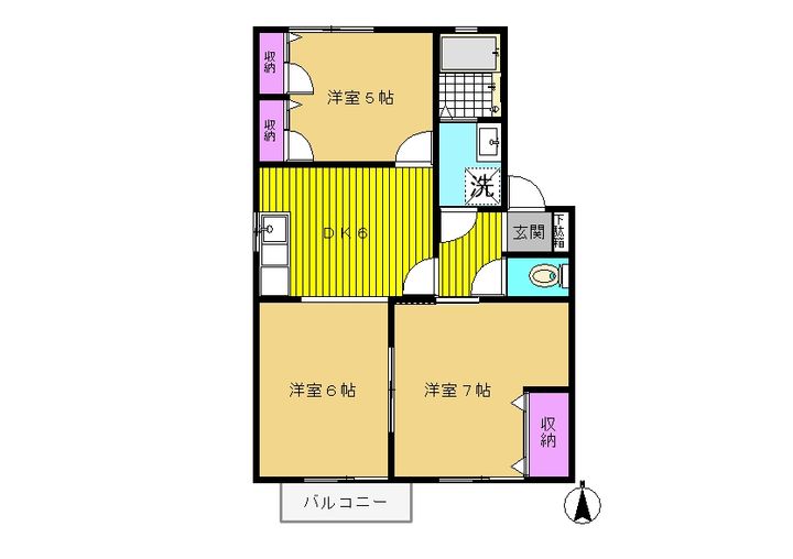 シャトラン駅家A棟の間取り