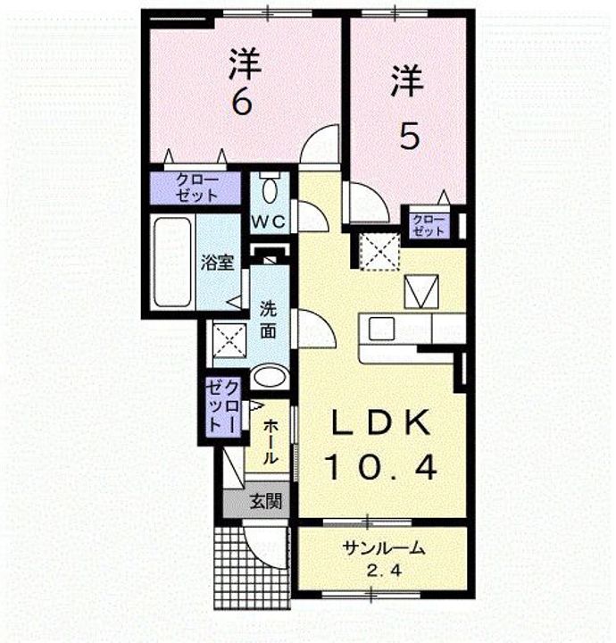茨城県ひたちなか市松戸町1(アパート)の賃貸物件の間取り