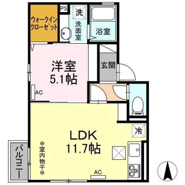 栃木県宇都宮市竹林町(アパート)の賃貸物件の間取り