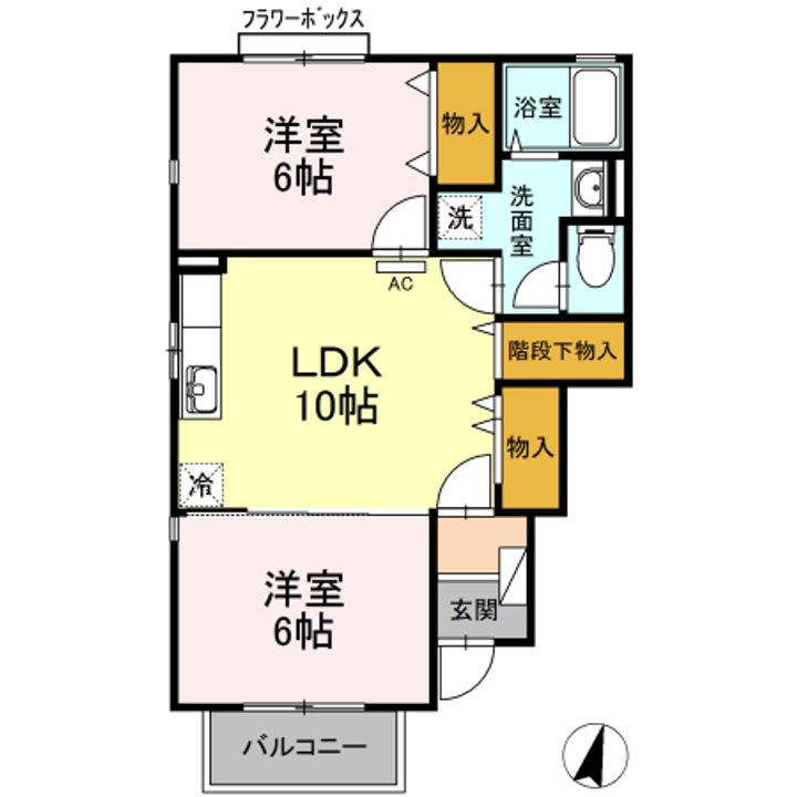 徳島県小松島市中田町字奥林(アパート)の賃貸物件の間取り