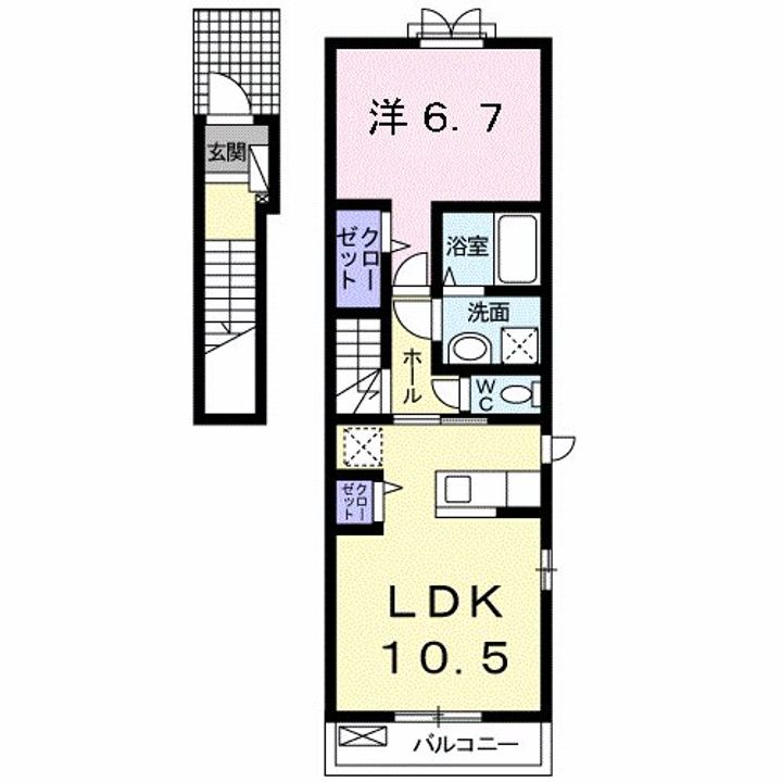 鹿児島県指宿市十町(アパート)の賃貸物件の間取り