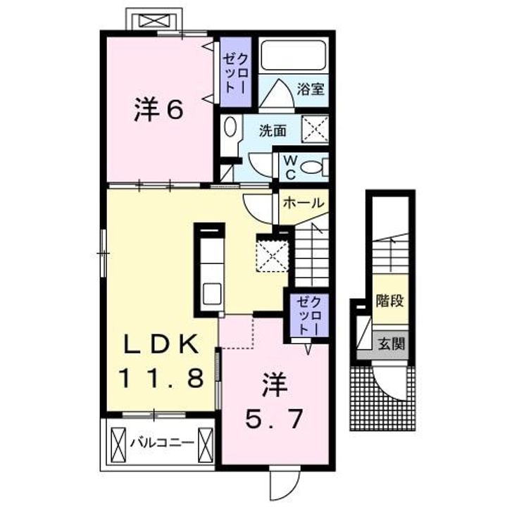 三重県名張市瀬古口(アパート)の賃貸物件の間取り