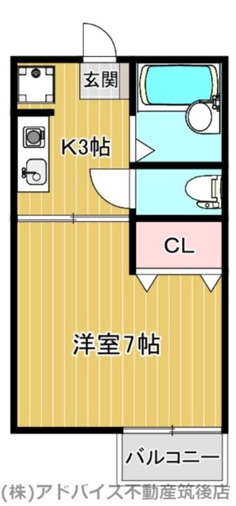 福岡県みやま市瀬高町高柳(アパート)の賃貸物件の間取り