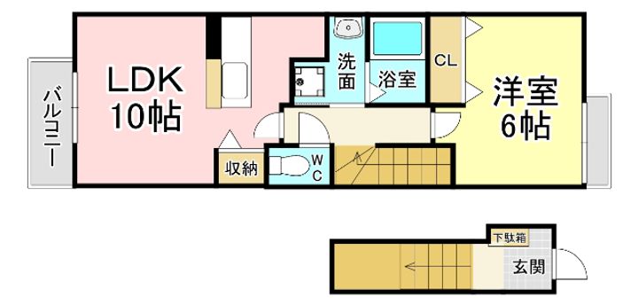 福岡県北九州市戸畑区元宮町(アパート)の賃貸物件の間取り