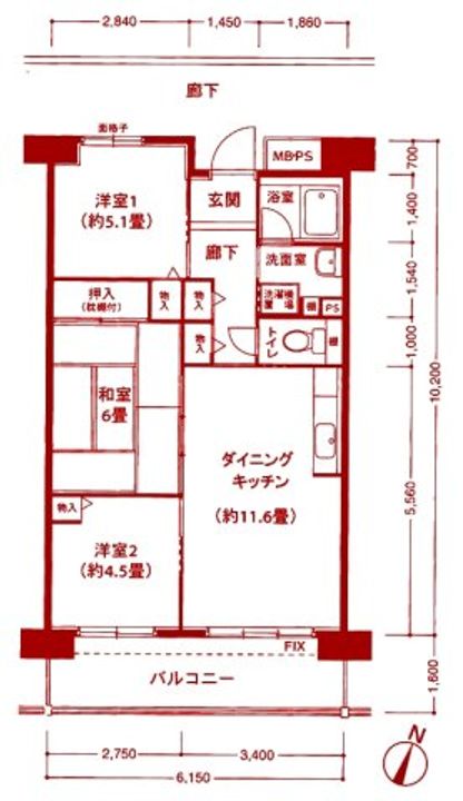 フロール山田町第2の間取り