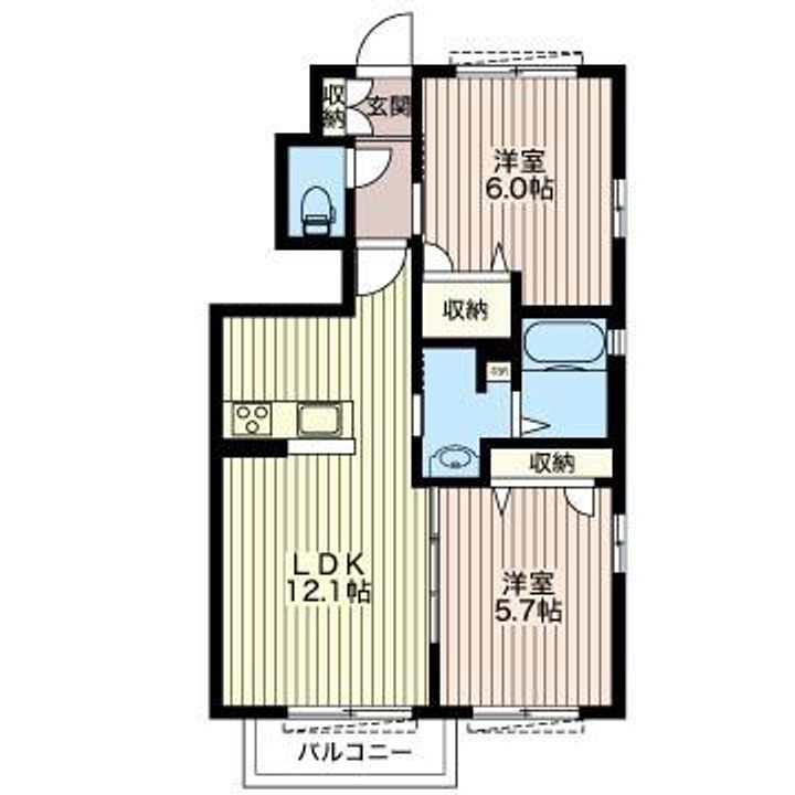 栃木県下都賀郡野木町大字友沼(アパート)の賃貸物件の間取り