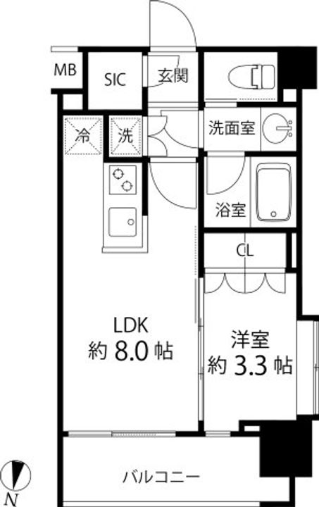 東京都新宿区下落合3の賃貸マンションの間取り