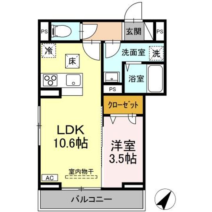 広島県福山市多治米町3(アパート)の賃貸物件の間取り