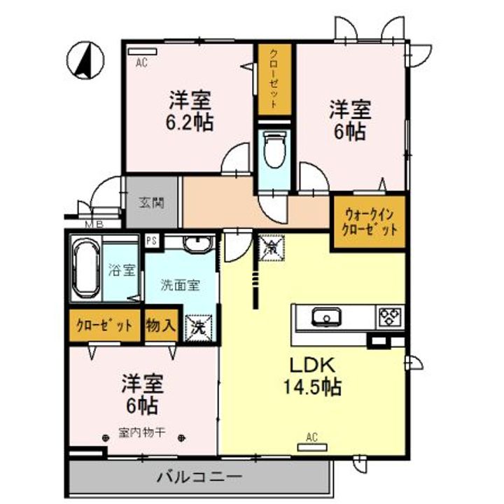 埼玉県越谷市レイクタウン9(アパート)の賃貸物件の間取り