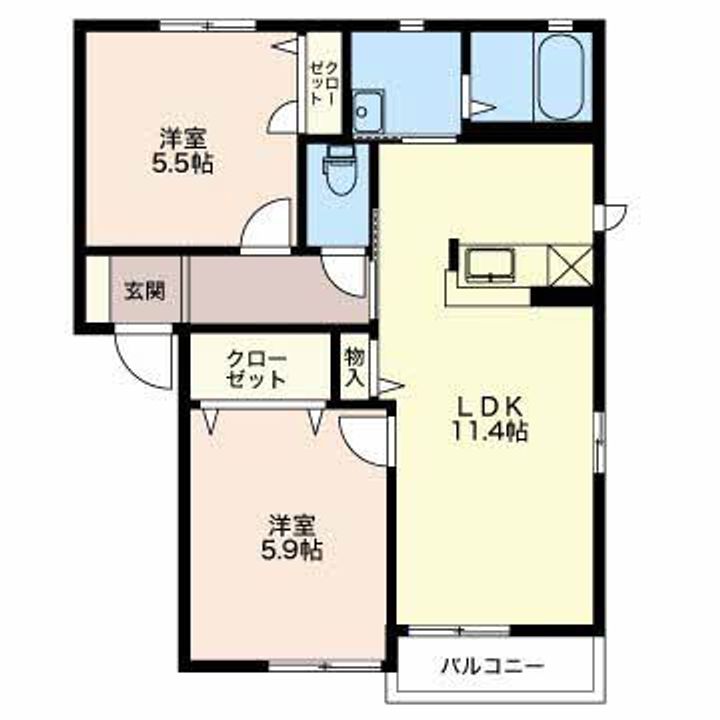 新潟県長岡市古正寺2(アパート)の賃貸物件の間取り