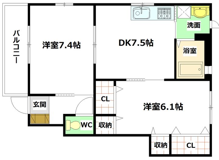 広島県広島市安芸区矢野西6(アパート)の賃貸物件の間取り