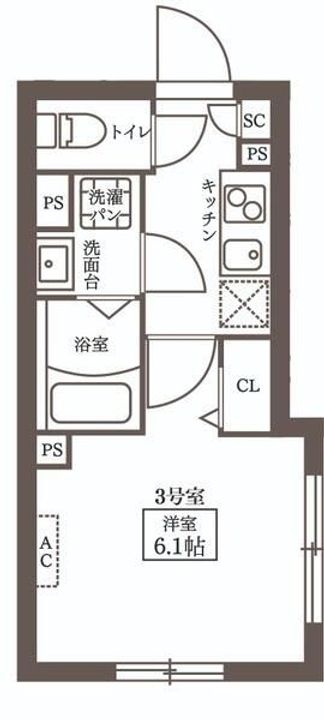 東京都渋谷区代々木3(マンション)の賃貸物件の間取り